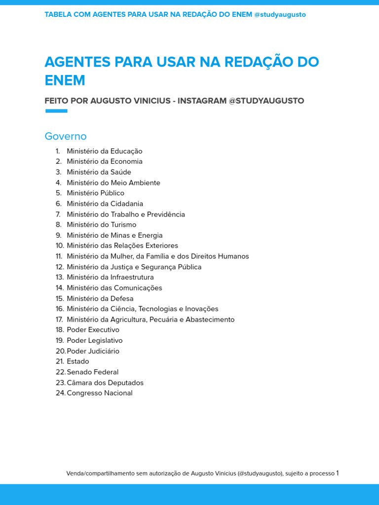 Agentes para Redação do ENEM | PDF | Ministério (departamento ...