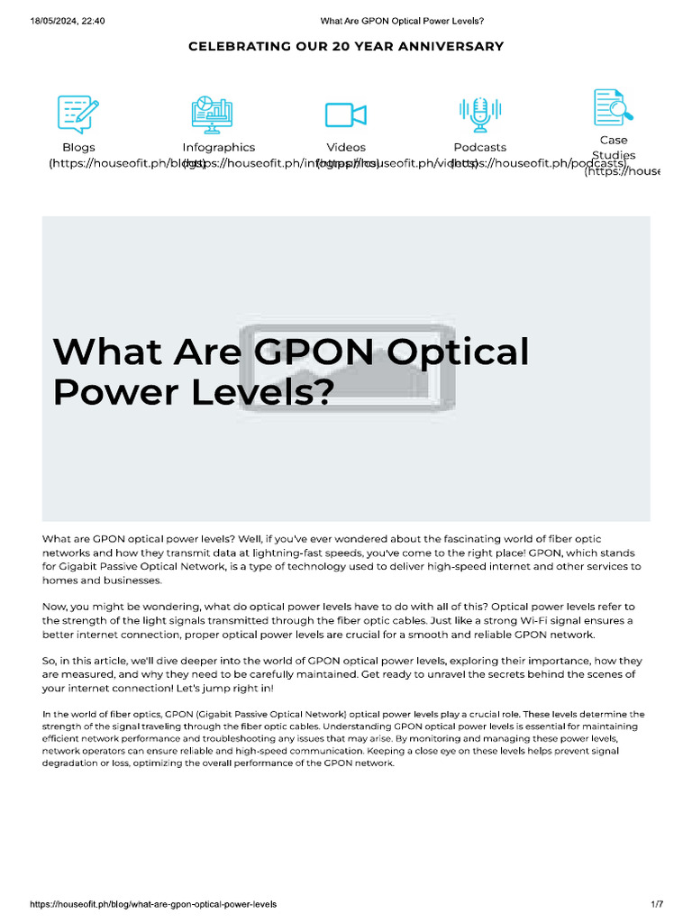 Gopn Optical Power Level | PDF