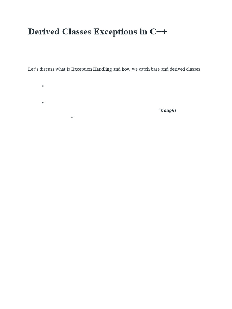 Exception Handling in C++ Classes | PDF