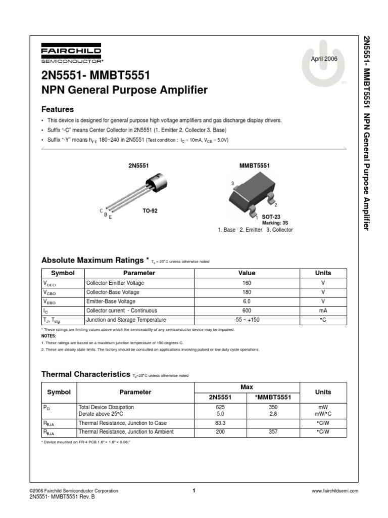 2N 5551 | Bipolar Junction Transistor | Amplifier