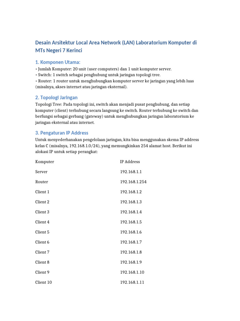 Desain Jaringan LAN Laboratorium Komputer | PDF