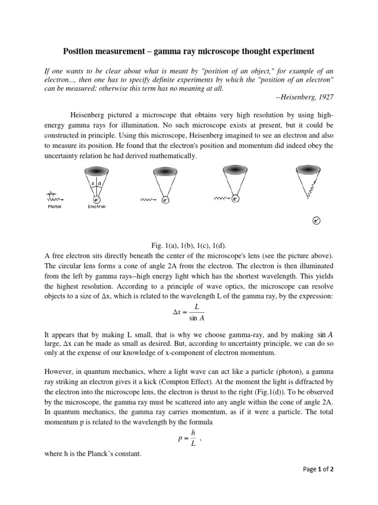 Heisenberg's Gamma Ray Microscope Experiment | PDF | Electron ...