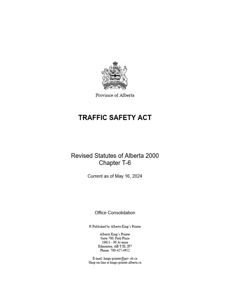 Alberta Traffic Safety Act PDF Traffic Driving