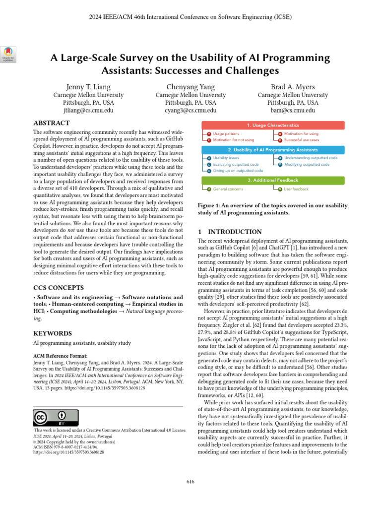 A Large-Scale Survey On The Usability of AI Programming Assistants ...