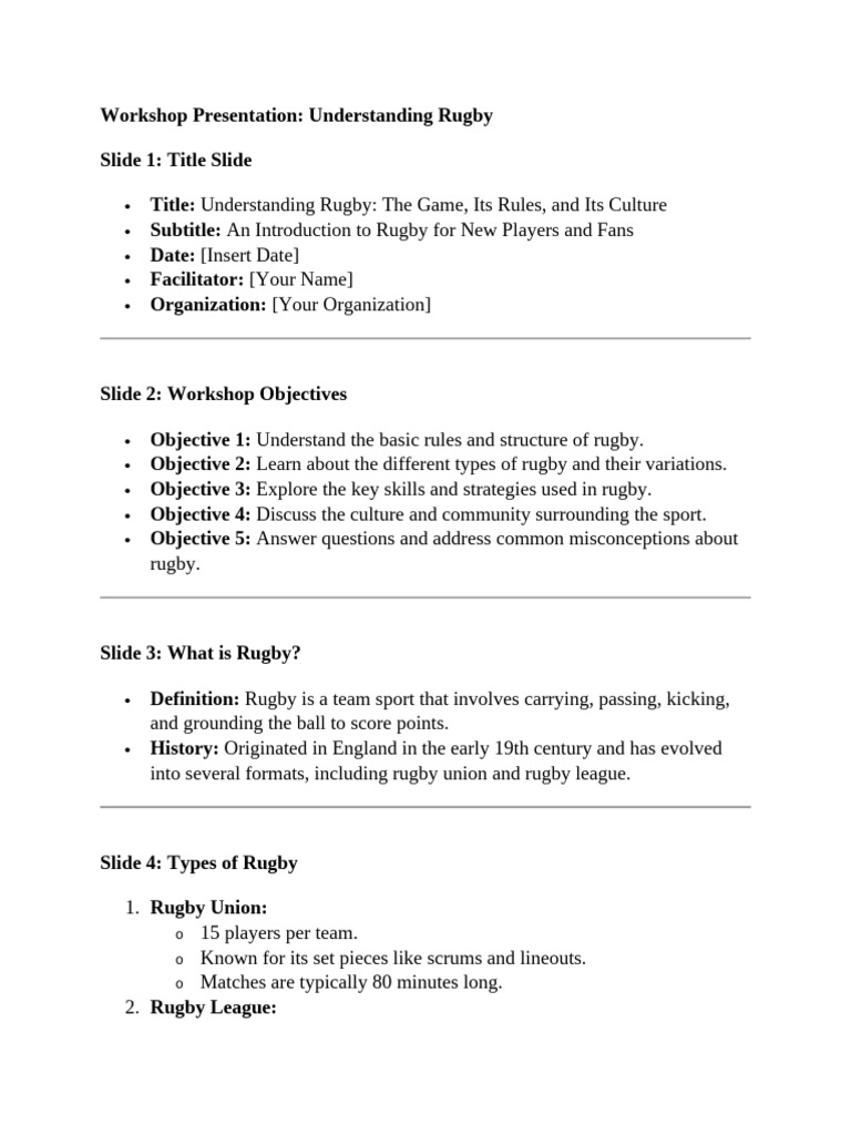 Understanding Rugby Basics Workshop | PDF | Rugby League | Sports Rules ...