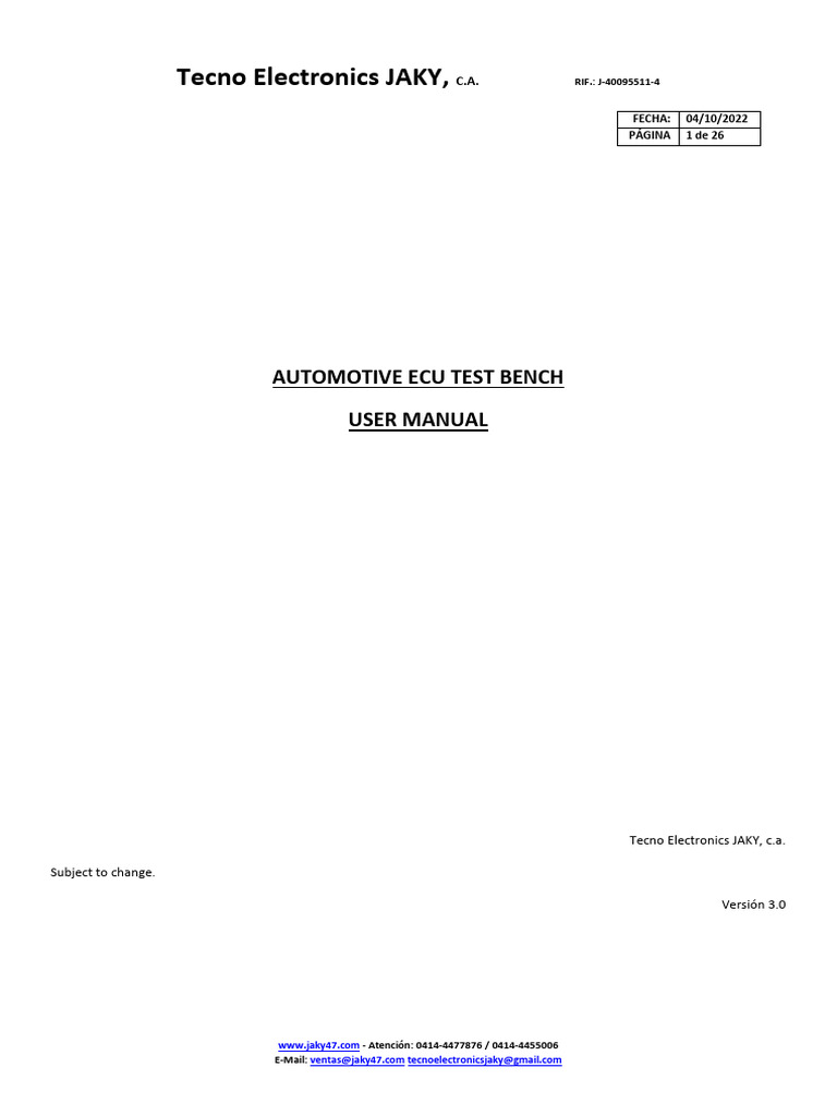 Automotive ECU Test Bench User Manual | PDF | Power Supply | Switch