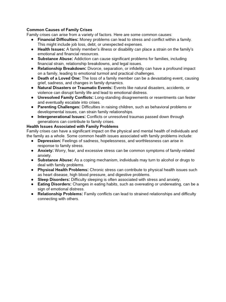 Common Cause of Family Crisis - W... | PDF | Stress (Biology) | Anxiety