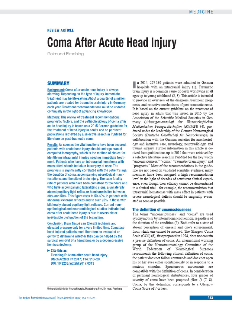 Coma Traumatico | PDF | Coma | Traumatic Brain Injury