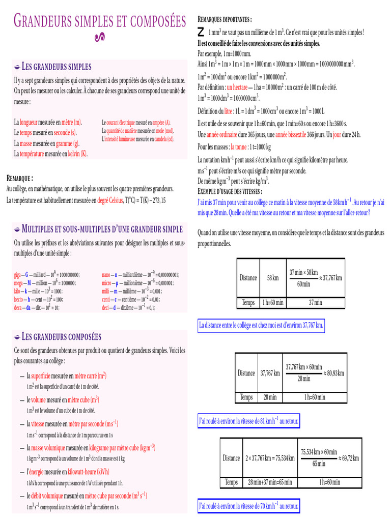 Grandeurs et conversions essentielles | PDF | Kilogramme | Licence ...