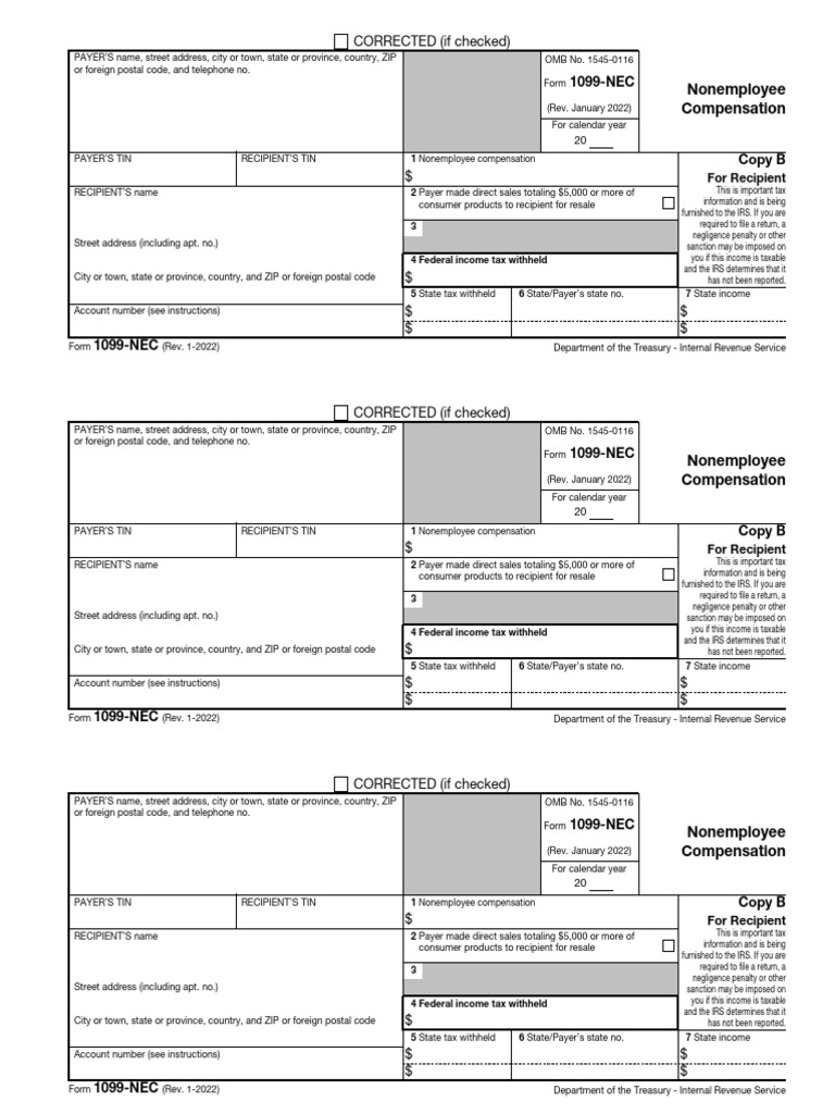 1099-NEC Nonemployee Compensation Form | PDF | Internal Revenue Service ...