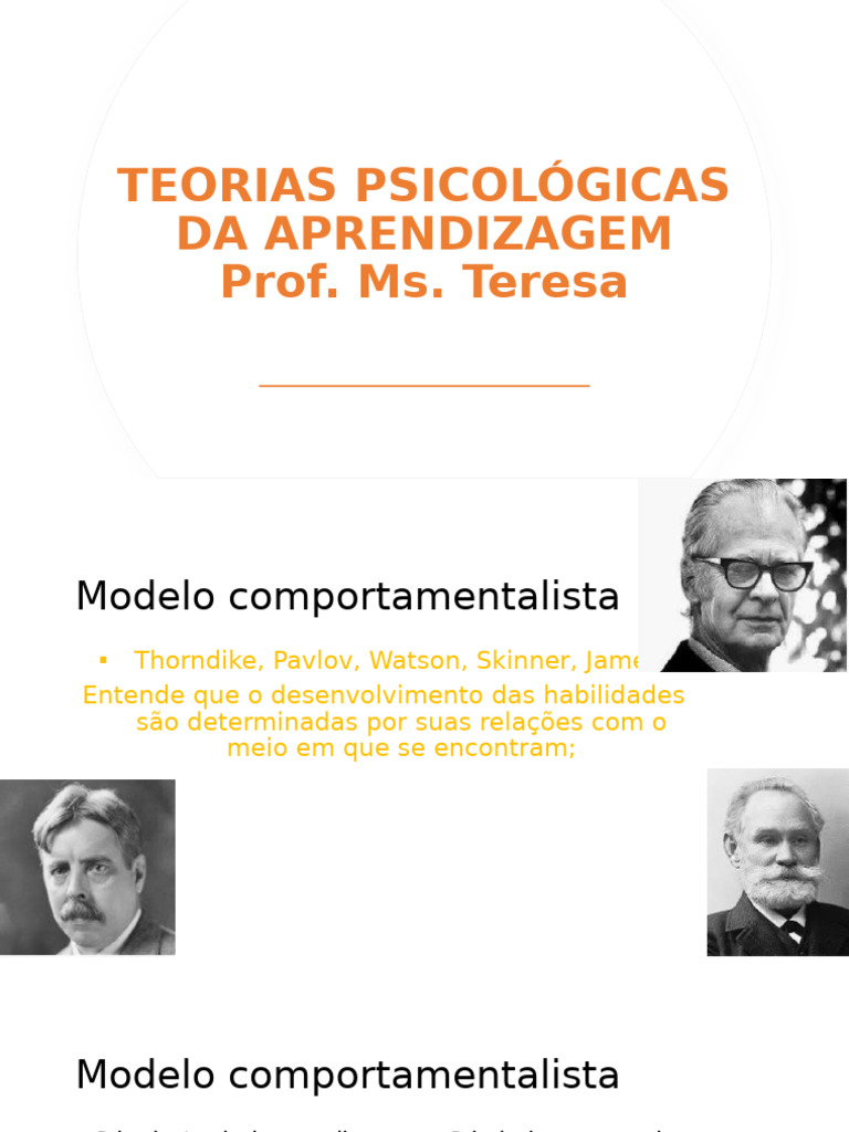 Teorias Psicológicas da Aprendizagem | PDF | Behaviorismo | Aprendizado
