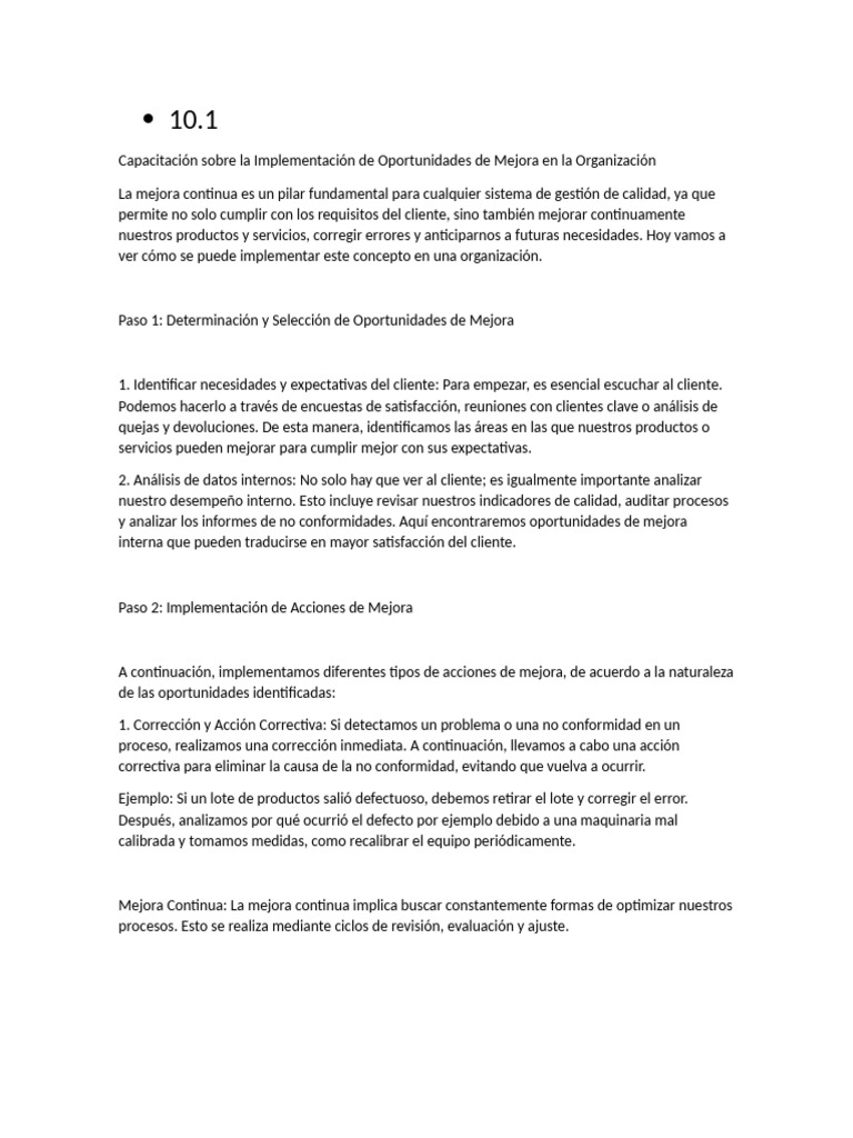 Mejora Continua en la Organización | PDF | Calidad (comercial ...