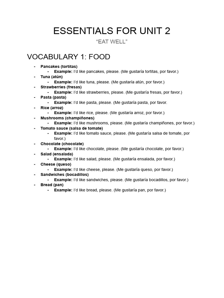 Essentials For Unit 2 (Year 3) | PDF