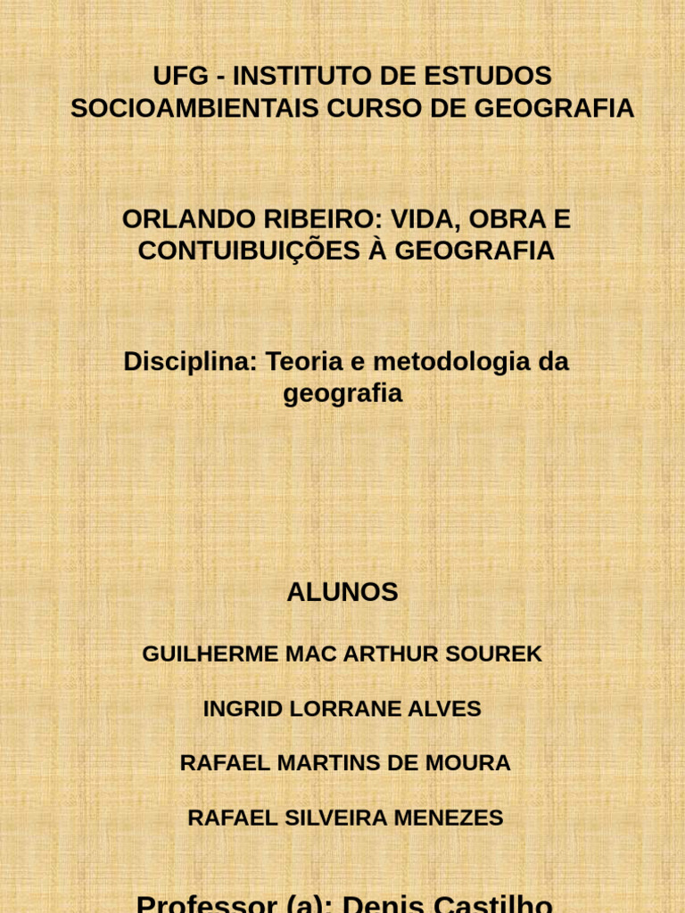 Orlando Ribeiro: Contribuições à Geografia | PDF | Geografia ...