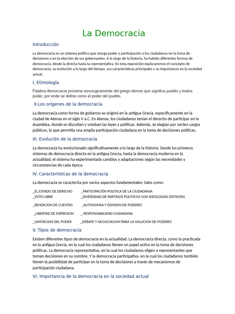 Evolución y Características de la Democracia | PDF | Democracia ...