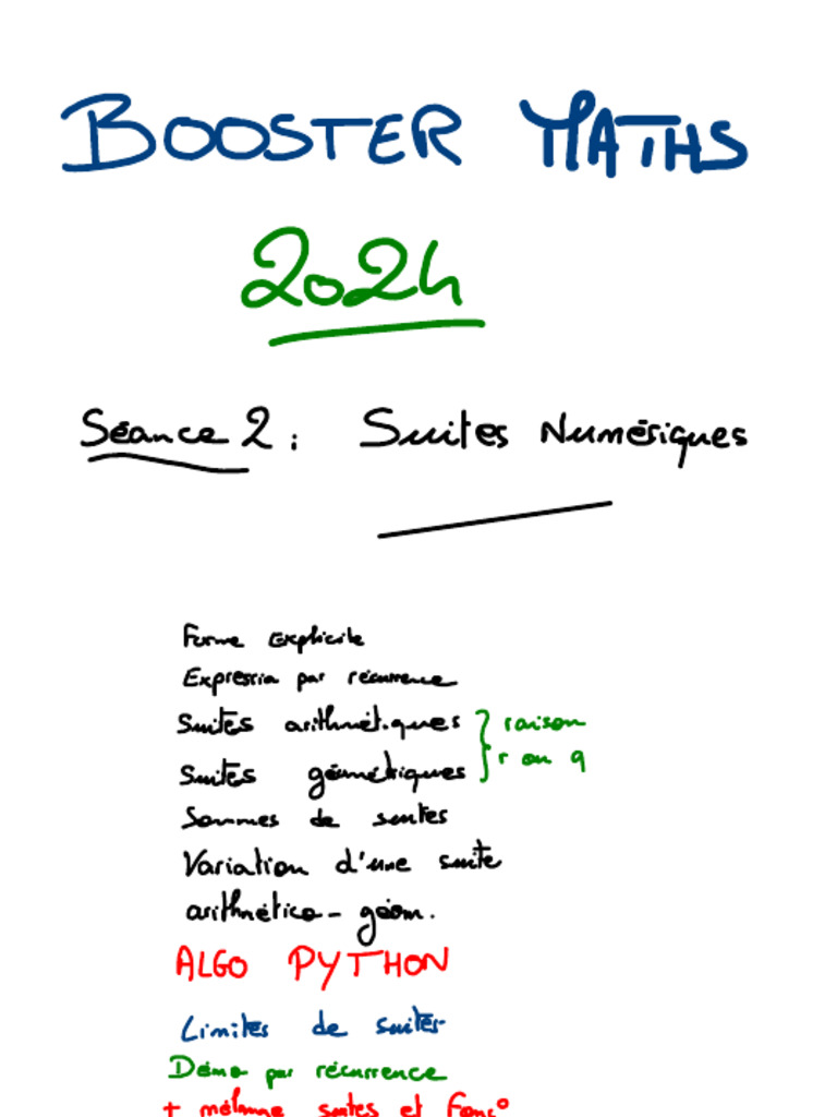 PDF Seance 2 Booster Maths 2024 Suites Numeriques PDF | PDF