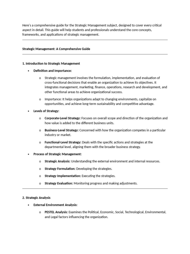 Strategic Management Guide | PDF | Strategic Management | Entrepreneurship