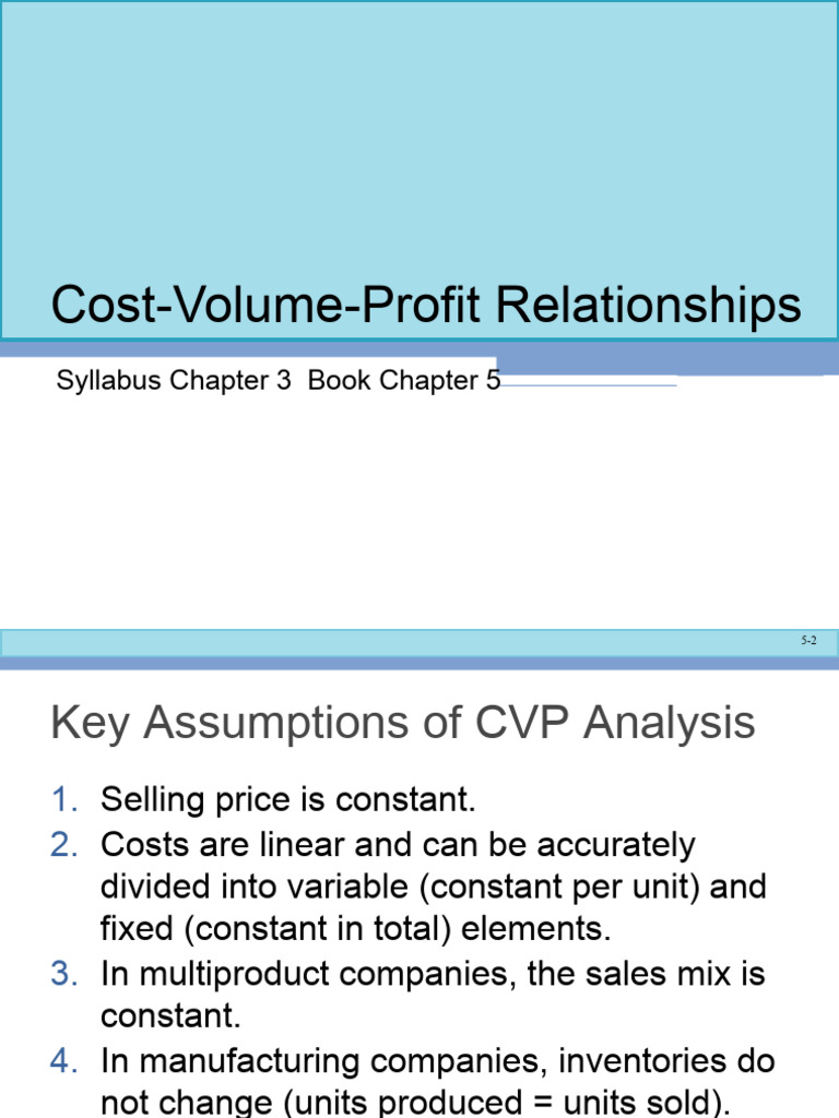 Chapter - 3 - Cost Volume Profit Relationships | PDF | Business ...