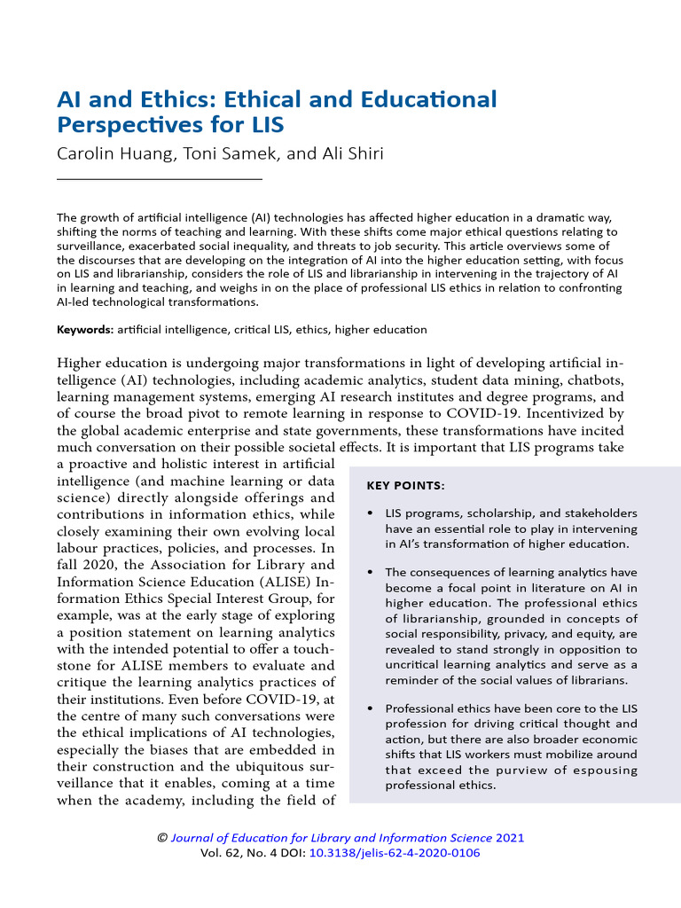 AI Ethics in Higher Education LIS | PDF | Artificial Intelligence ...