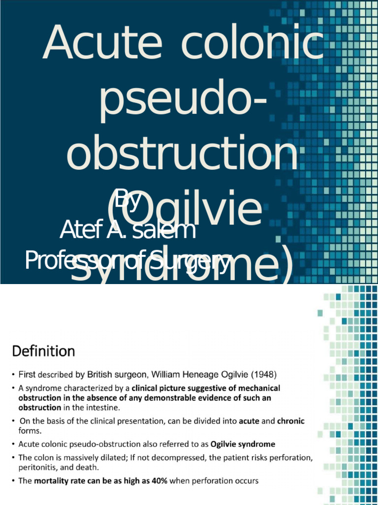 Acute colonic pseudo obstruction ogilvie syndrome pdf