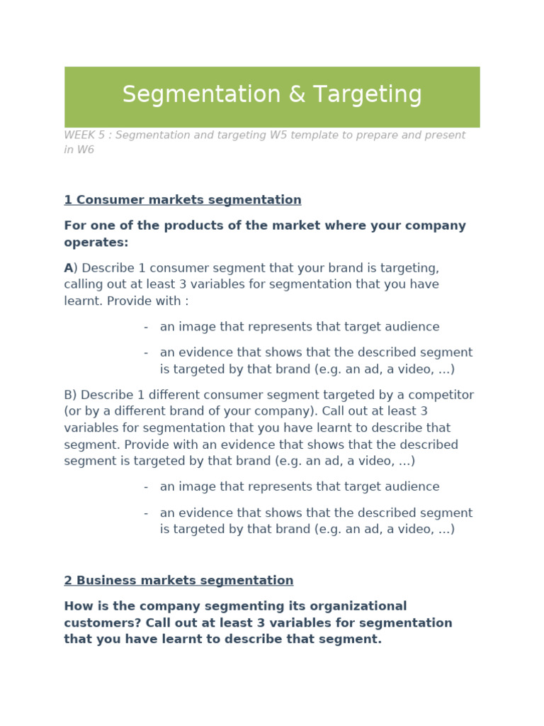 W5 Template To Prepare and Present in W6 | PDF