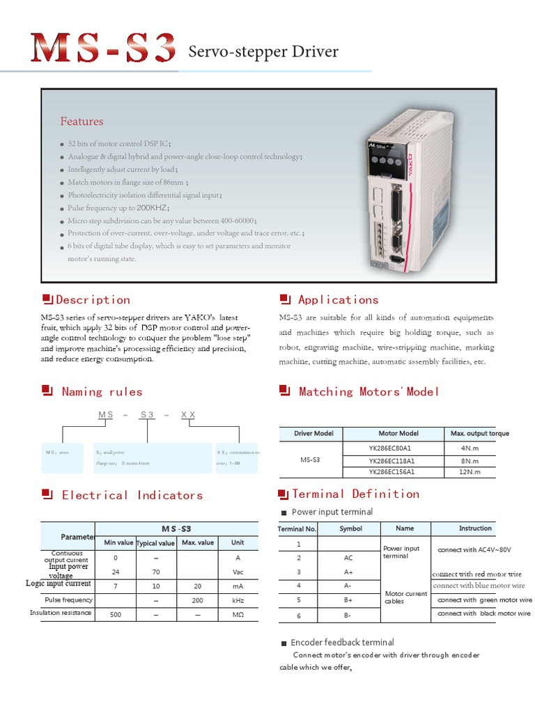 MS-S3 Servo-Stepper Driver Manual | PDF | Alternating Current | Vacuum Tube