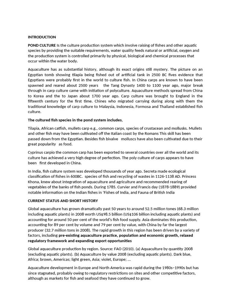 Aquaculture Has As Substantial History | PDF | Aquaculture | Fish