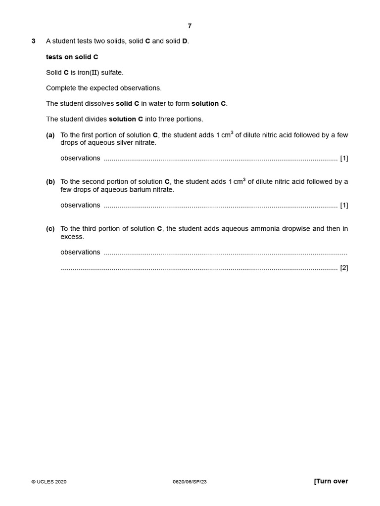 Planning An Investigation and Salt Analysis Question | PDF ...