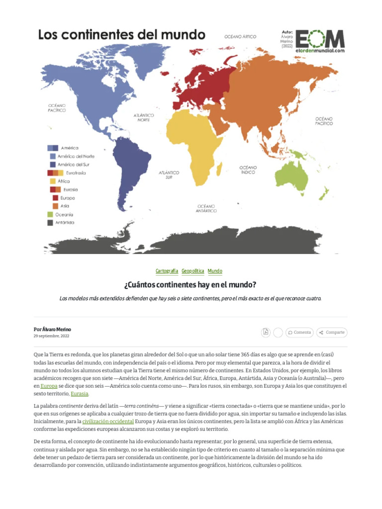 ¿Cuántos Continentes Hay en El Mundo - Mapas de El Orden Mundial - EOM ...