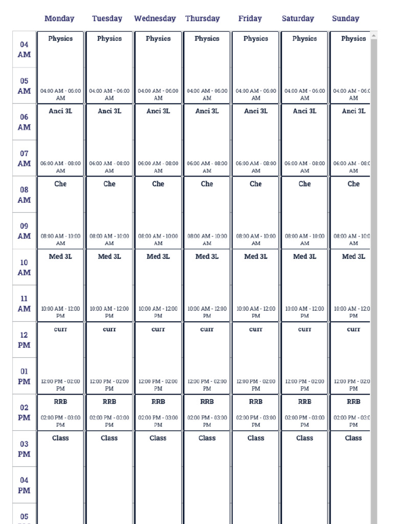 Free Online Schedule Maker - Weekly - Daily Planning | PDF