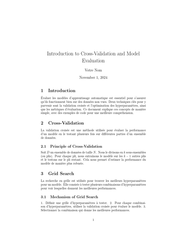 Validation Croisée et Évaluation des Modèles | PDF | Précision ...