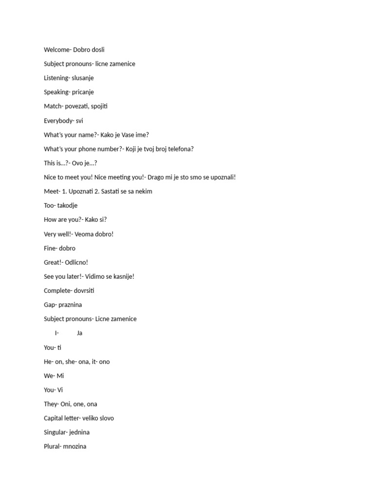 Serbian Language Basics Guide | PDF | Language Arts & Discipline ...