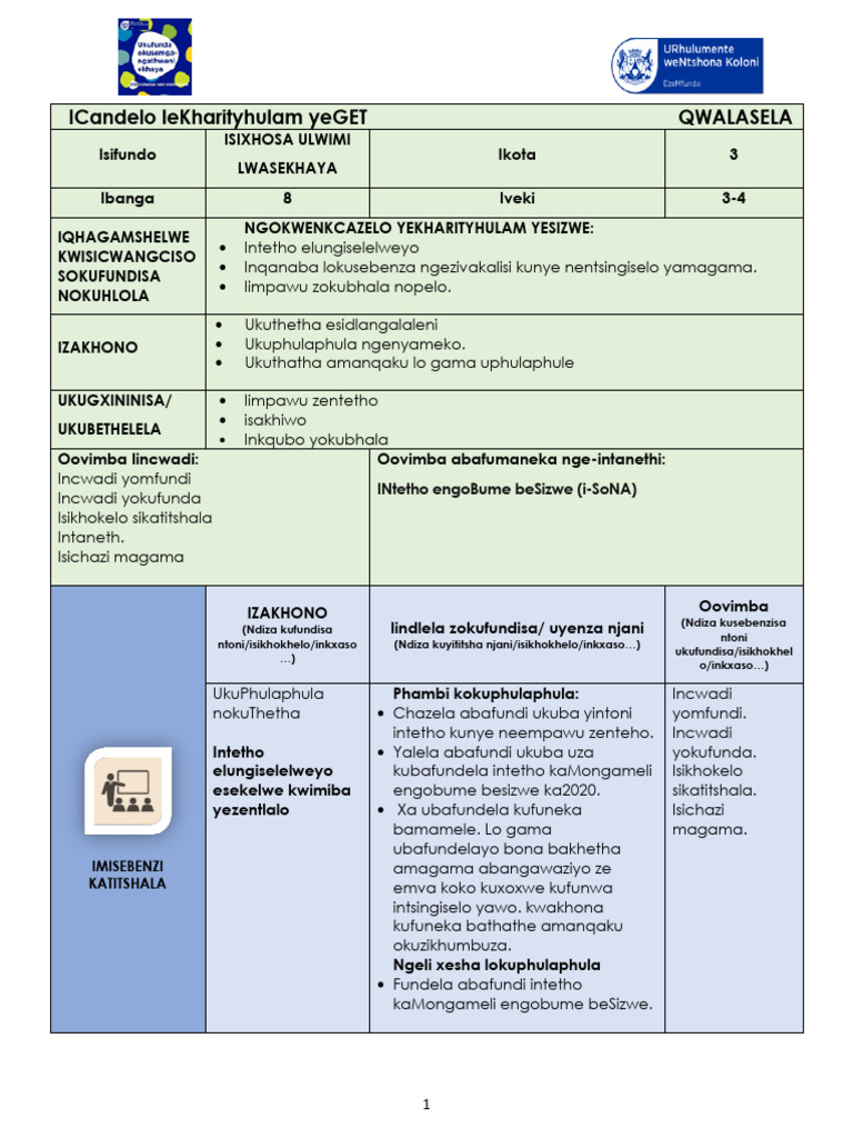 Intetho Elungiselelweyo: Umzekelo WeSoNA | PDF
