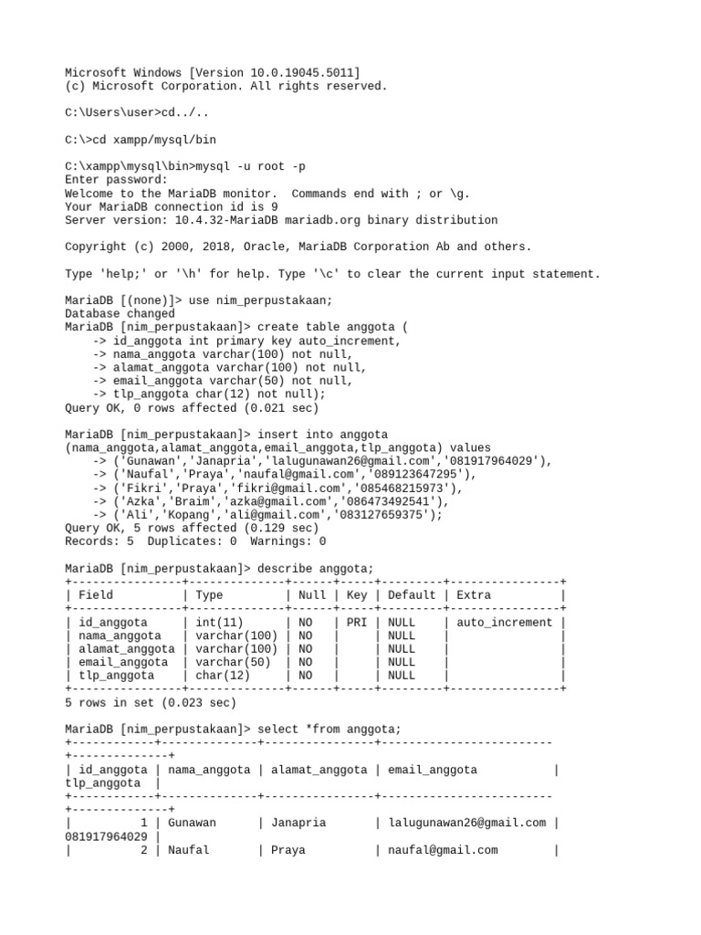 MariaDB Database Management Guide | PDF | Software Engineering | Databases