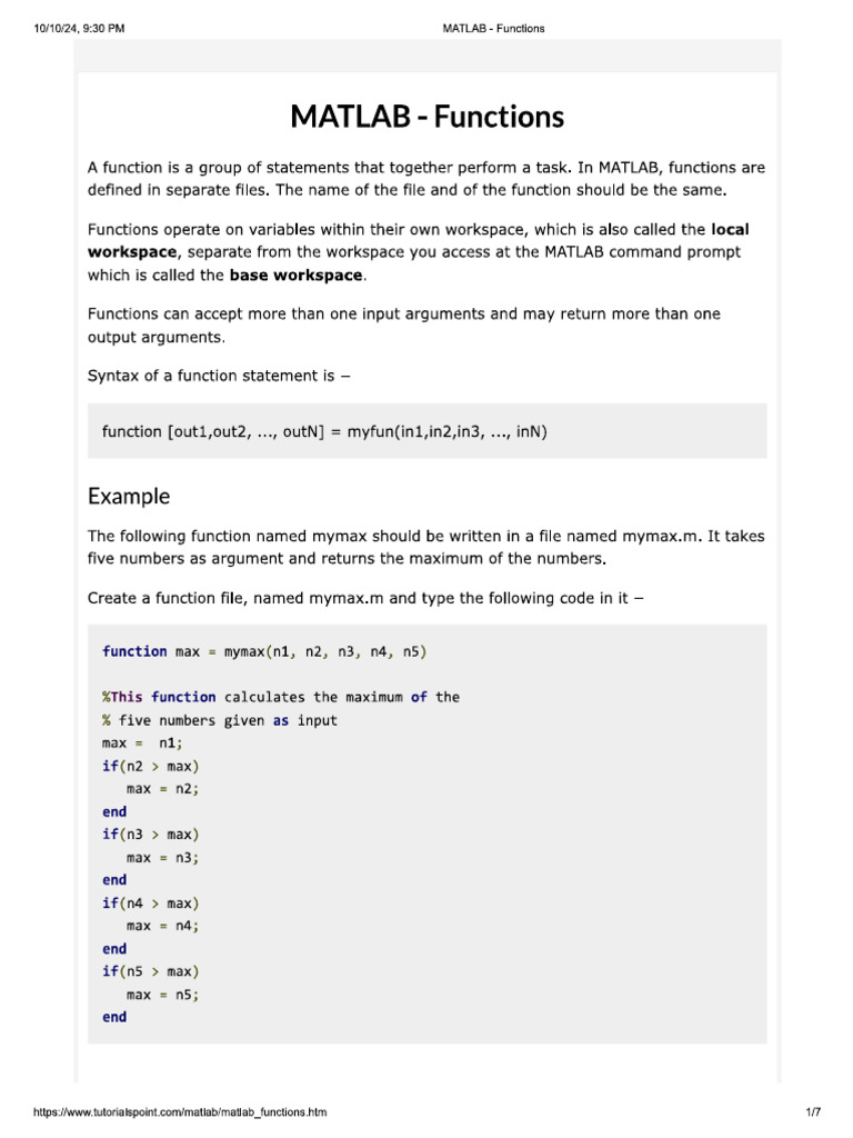 Matlab functions pdf