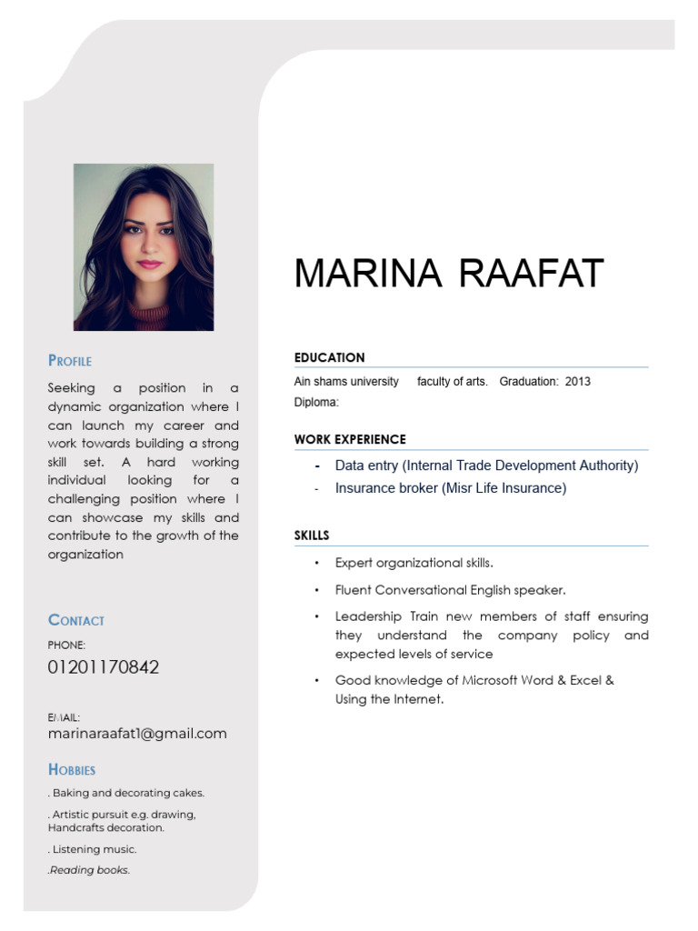 Marina Raafat: Career Profile & Skills | PDF