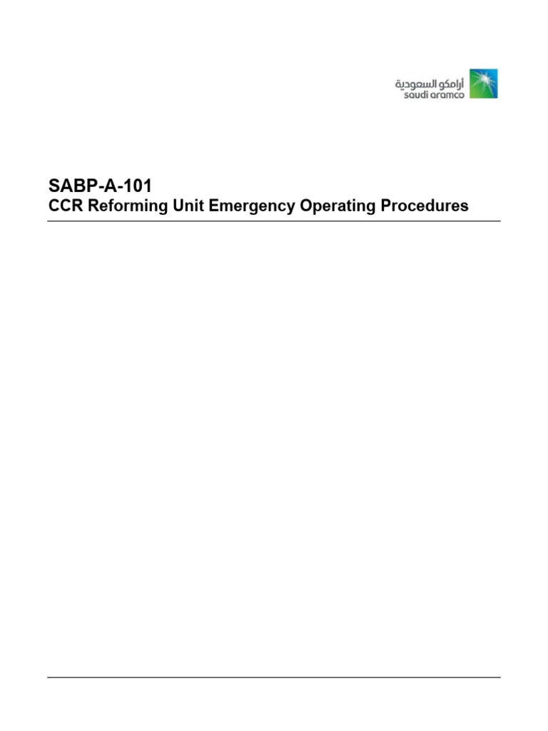 CCR Reforming Unit Emergency Procedures | PDF | Energy Technology | Gases