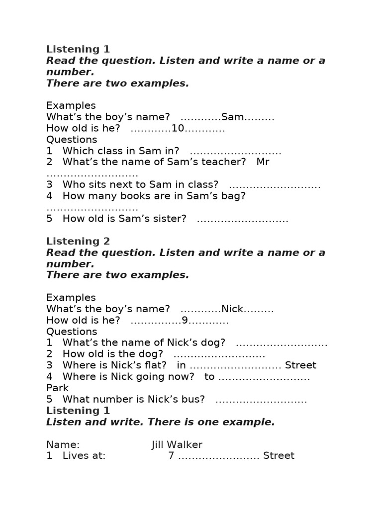 A1 Beginner Listening Pdf