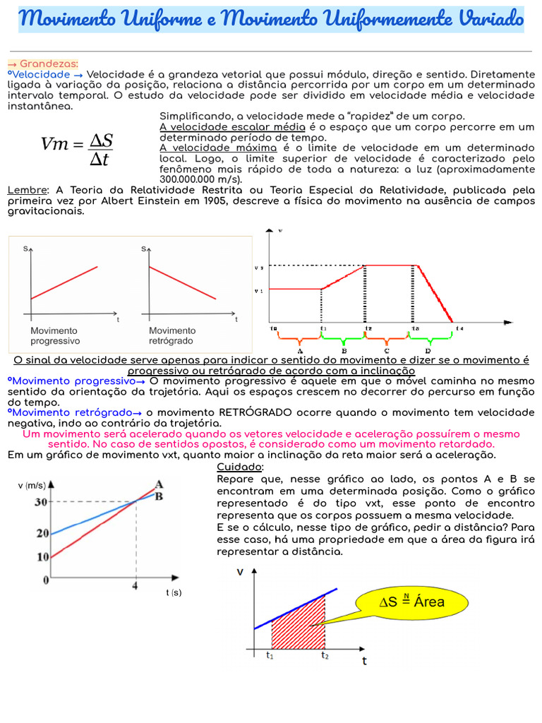 Movimento Uniforme e Movimento Uniformemente Variado | PDF | Velocidade ...