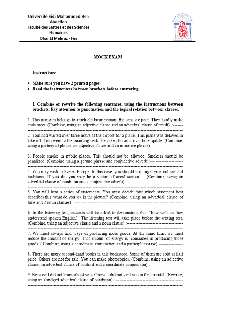 Grammar3 Exam With Correction Pdf Adjective Semantic Units