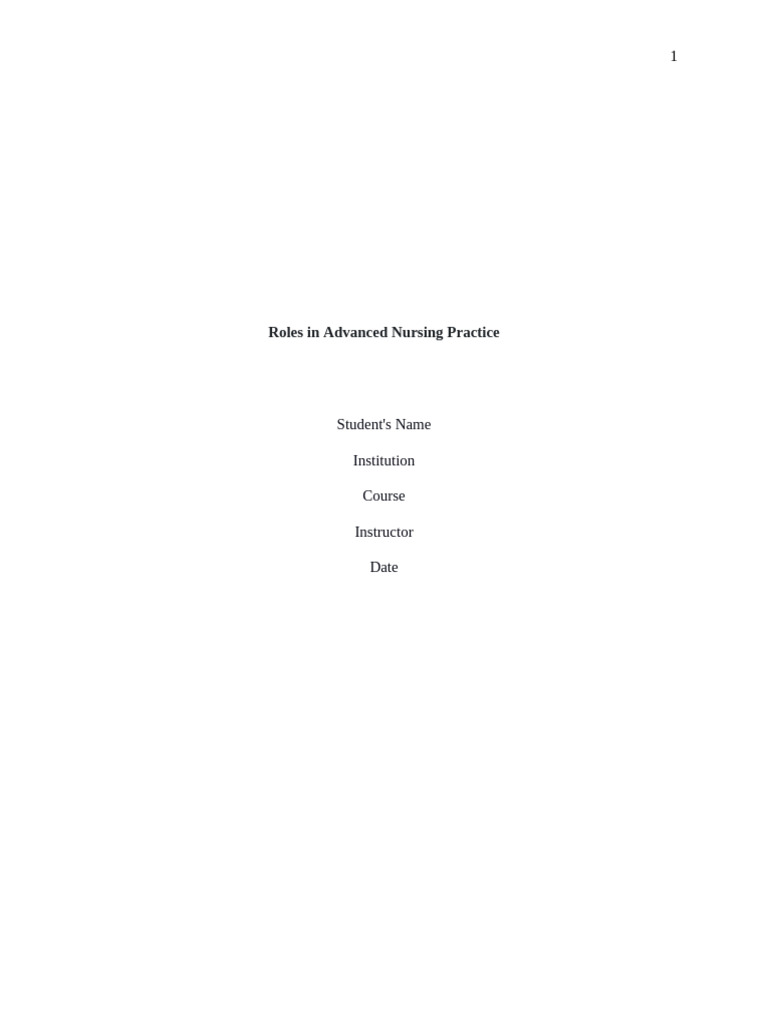 Roles in Advanced Nursing Practice | PDF | Nursing | Health Care