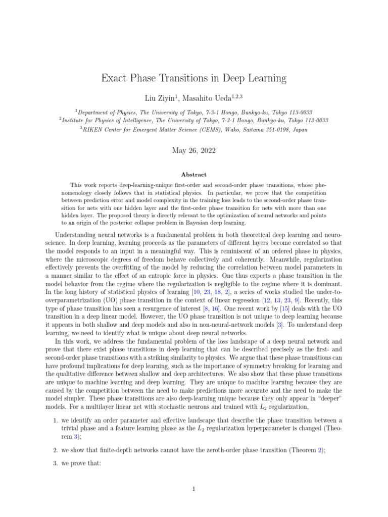 Phase Transitions in Deep Learning Models | PDF | Phase Transition ...
