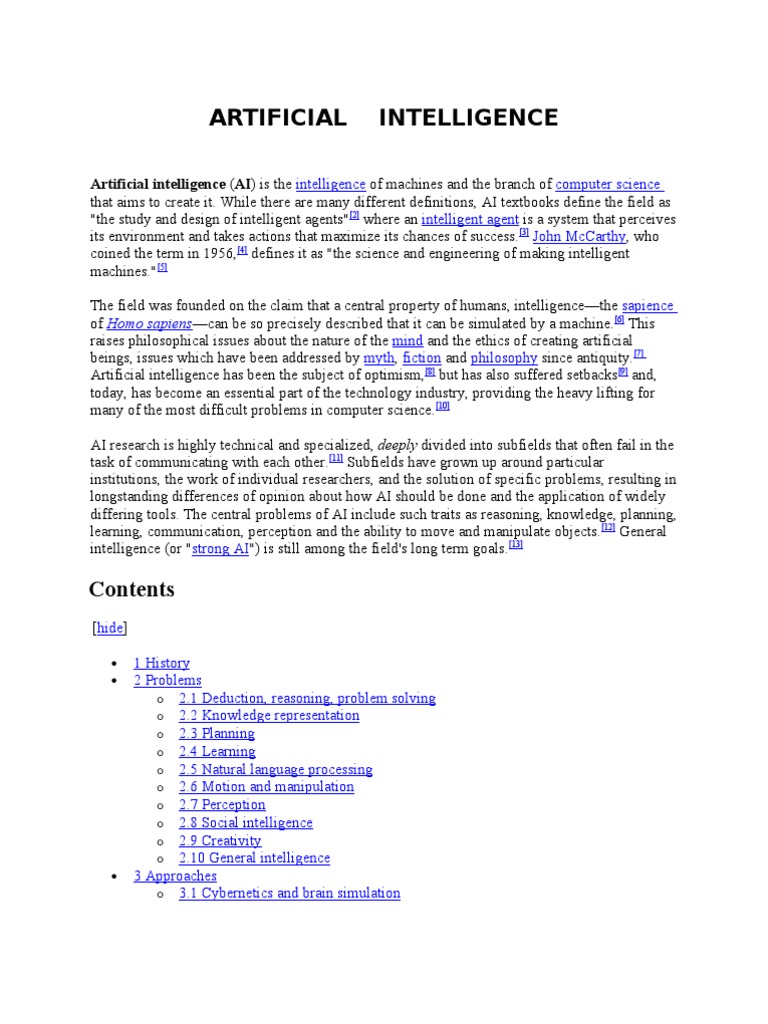 Artificial Intelligence (AI) Is The | PDF | Artificial Intelligence ...