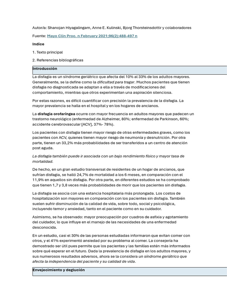 Disfagia y Ansiedad en Adultos Mayores | PDF | Medicina | Medicina CLINICA