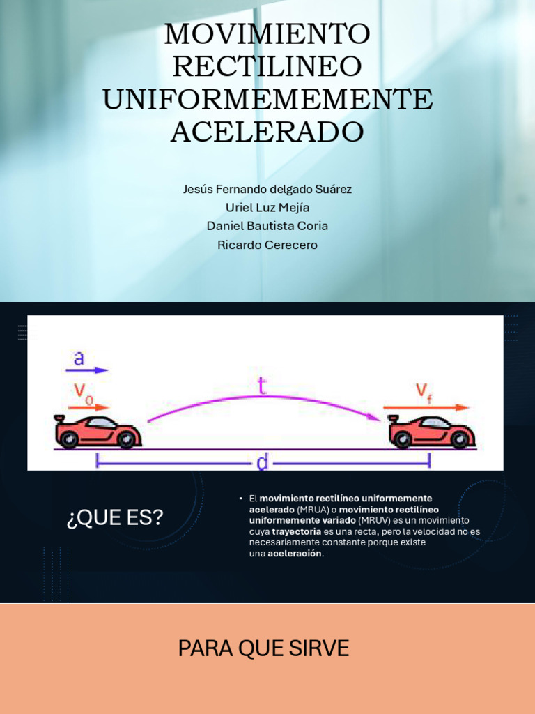 Movimiento Rectilíneo Acelerado: MRUA | PDF