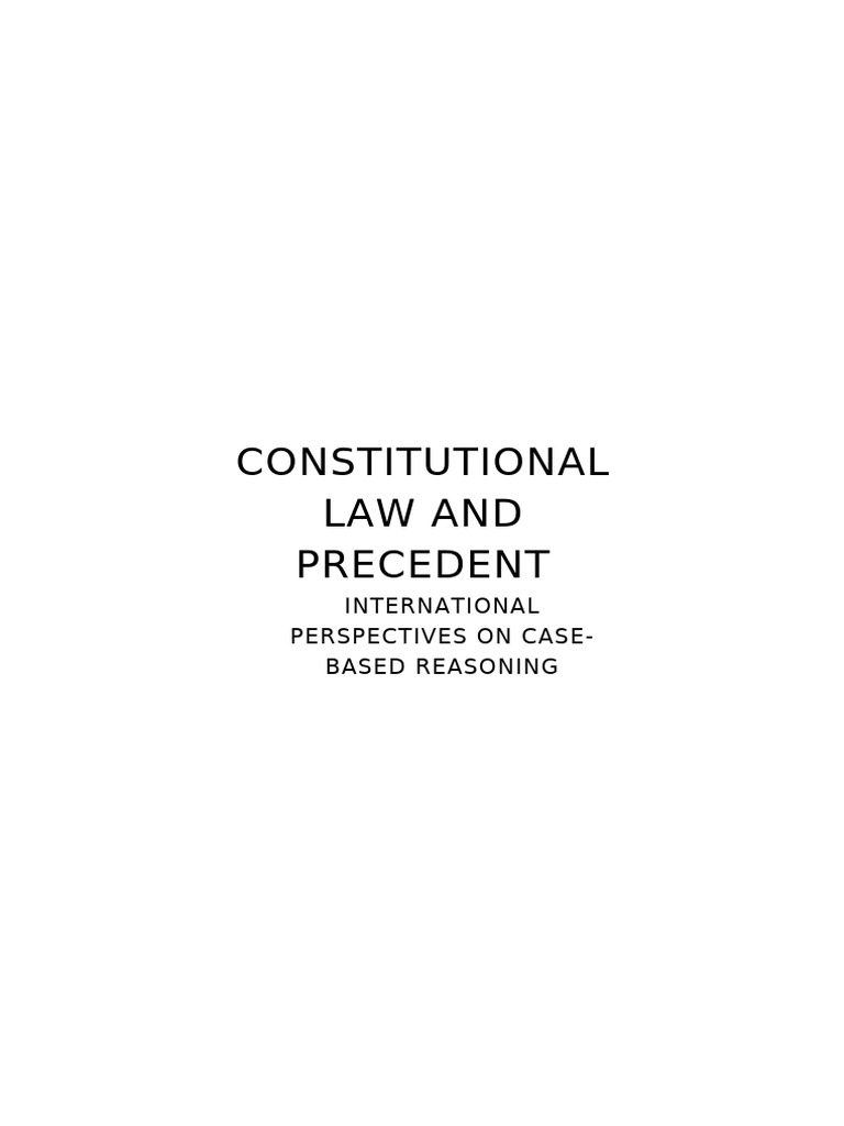 Constitutional Law and Precedent | PDF | Precedent | Supreme Court Of ...