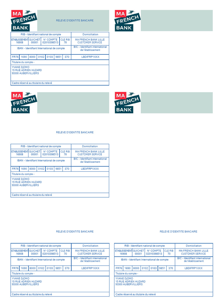 Relevé d'Identité Bancaire RIB | PDF | Régulations | Réglementation ...