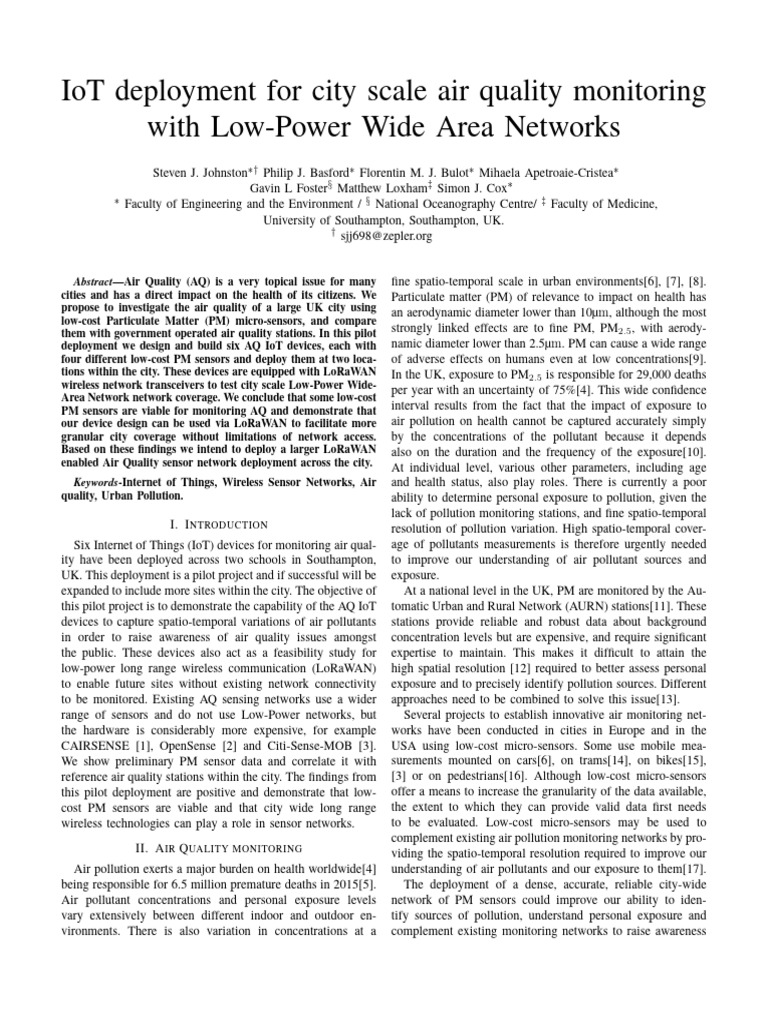 Citywide IoT Air Quality Monitoring | PDF | Internet Of Things | Air ...