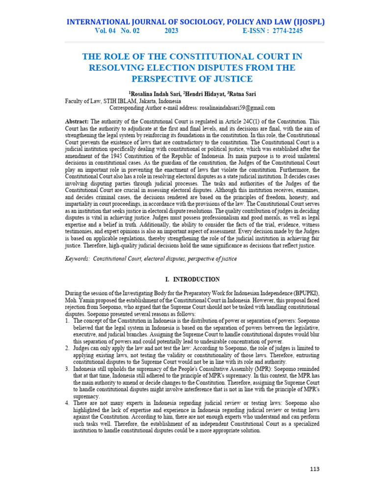 137-Article Text-307-1-10-20230625 | PDF | Separation Of Powers ...