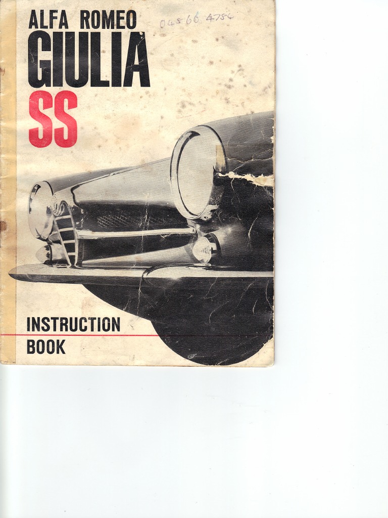 Alfa Romeo Giulia SS Instruction Manual Part 1 | PDF